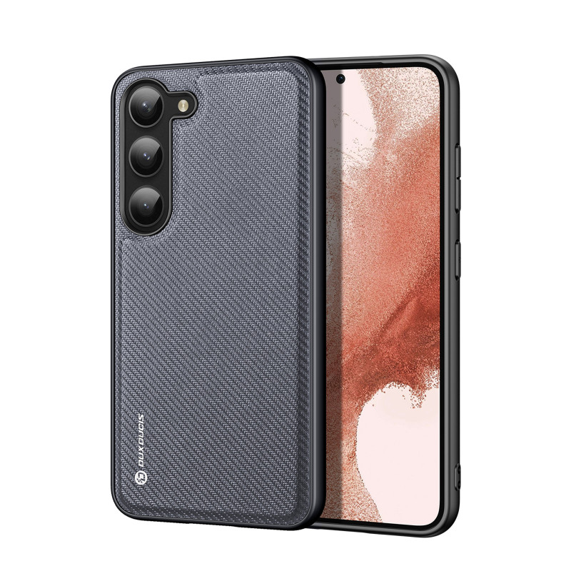 Dux Ducis Fino dėklas Samsung Galaxy S23+, dangtelis su silikoniniu rėmeliu, pilkas