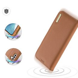 Dux Ducis Hivo dėklas, skirtas Samsung Galaxy S23+ dangtelis su atvartu piniginės stovu RFID blokuojantis rudas