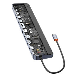 „Baseus EliteJoy Gen2“ universalus USB HUB 12in1 su USB-C laidu 25 cm nešiojamojo kompiuterio stovas USB-A / USB-C / DP ...