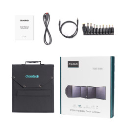 Choetech SC009-V2 saulės sulankstomas įkroviklis 100W USB-C / 2x USB-A PD QC - juodas