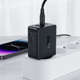 Acefast greitas GaN įkroviklis (2xUSB-C / USB-A) PPS / PD / QC4+ 65W juodas (A41)