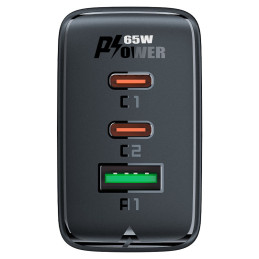 Acefast greitas GaN įkroviklis (2xUSB-C / USB-A) PPS / PD / QC4+ 65W juodas (A41)