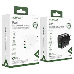 Acefast greitas GaN įkroviklis (2xUSB-C / USB-A) PPS / PD / QC4+ 65W juodas (A41)