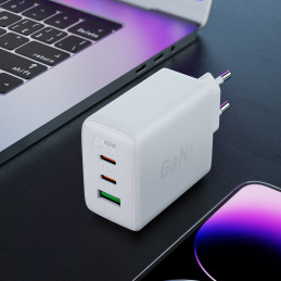 Acefast greitas GaN įkroviklis (2x USB-C / USB-A) PPS / PD / QC4+ 65W baltas (A41)