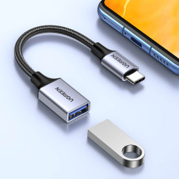 Ugreen OTG adapterio laidas USB-C (vyriškas) - USB-A (moteris) 5Gb/ s 0,15m juodas (US378)