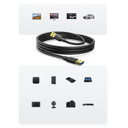 Ugreen US128 10369 USB-A 3.0 / USB-A 3.0 5Gb/ s 0.5m laidas – juodas