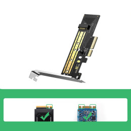 Ugreen išplėtimo kortelės disko adapteris M.2 NVMe SATA (M, M+B raktas) PCIe 3.0 x4 32Gbps (CM302)