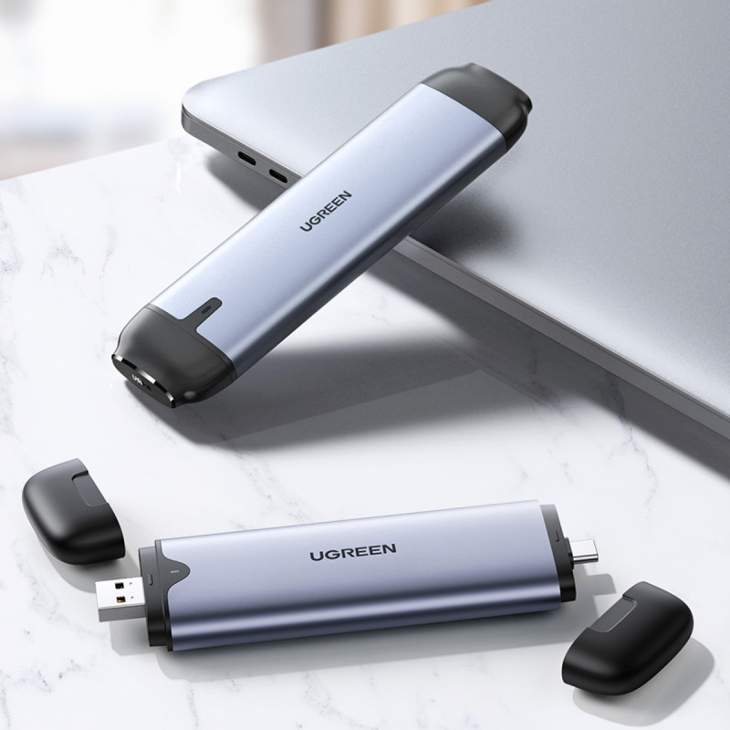 Ugreen pocket M.2 M-Key disko korpusas (USB-C / USB-A 10Gb/ s) pilkas (CM353)