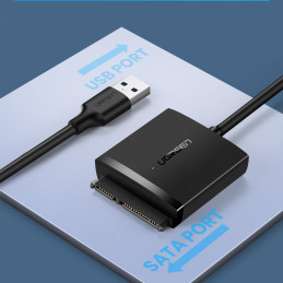 Ugreen USB3.0 adapteris, skirtas 2,5 colio / 3,5 colio juodam SATA diskui (CM257)