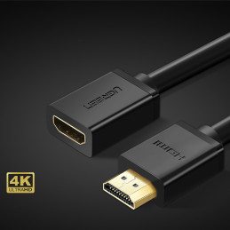 Ugreen HD107 10141 HDMI (vyriškas) – HDMI (moteris) 4K kabelis 1 m – juodas