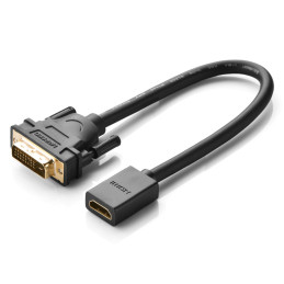 Ugreen kabelio adapteris DVI (vyriškas) – HDMI (moteris) 0,15 m juodas (20118 m.)