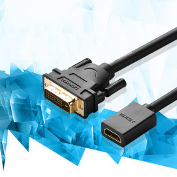 Ugreen kabelio adapteris DVI (vyriškas) – HDMI (moteris) 0,15 m juodas (20118 m.)