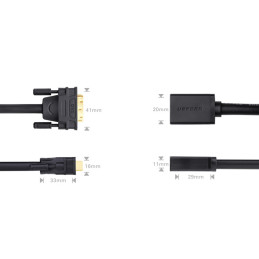 Ugreen kabelio adapteris DVI (vyriškas) – HDMI (moteris) 0,15 m juodas (20118 m.)