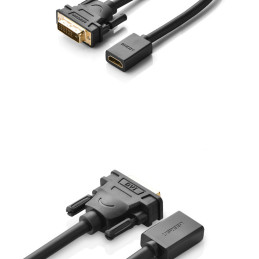 Ugreen kabelio adapteris DVI (vyriškas) – HDMI (moteris) 0,15 m juodas (20118 m.)