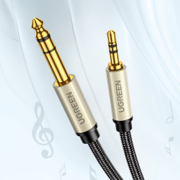 Ugreen AV127 10625 garso TRS kabelio mini lizdas 3,5 mm / lizdas 6,35 mm 1 m - pilkas