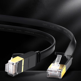 Ugreen interneto Ethernet pataisos laidas U/ FTP Kat. 7 10 Gb/ s plokščias 0,5 m juodas (NW106)