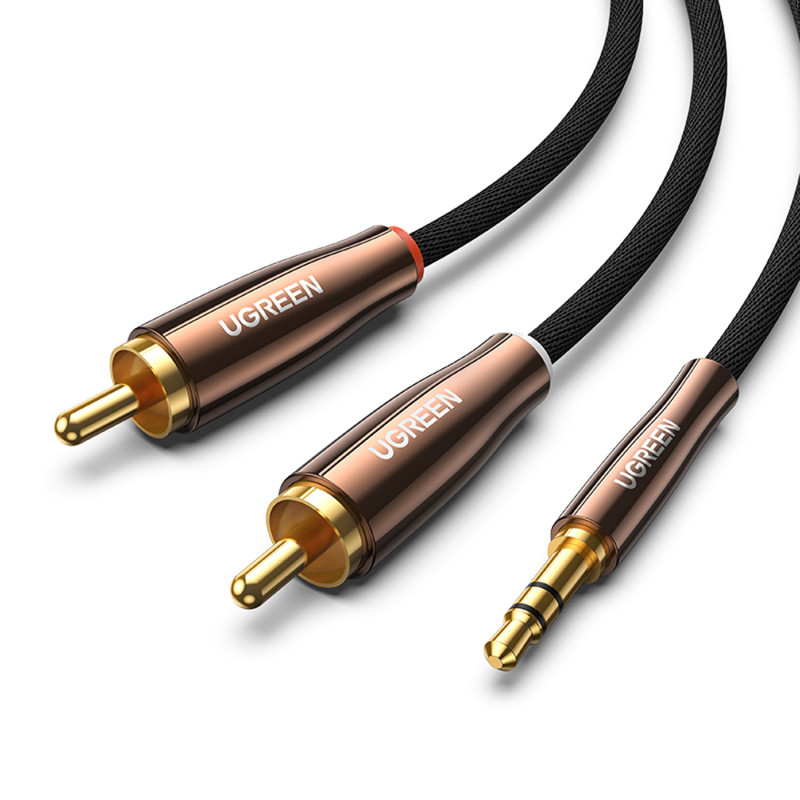 Ugreen kabelio garso kabelis 3,5 mm mini lizdas (vyriškas) - 2RCA (kištukinis) 2 m varinis (AV170)