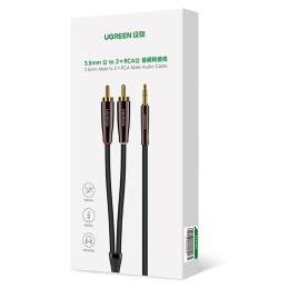 Ugreen kabelio garso kabelis 3,5 mm mini lizdas (vyriškas) - 2RCA (kištukinis) 2 m varinis (AV170)