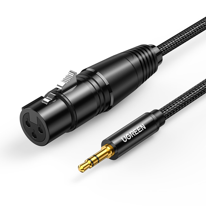 Ugreen garso kabelis 3,5 mm mini lizdas (vyriškas) - XLR (moteris) 1 m juodas (AV182)