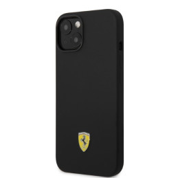 Ferrari Silicone Metal Logo Magsafe dėklas iPhone 14 Plus - juodas