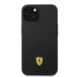 Ferrari Silicone Metal Logo Magsafe dėklas iPhone 14 Plus - juodas