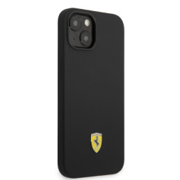 Ferrari Silicone Metal Logo Magsafe dėklas iPhone 14 Plus - juodas