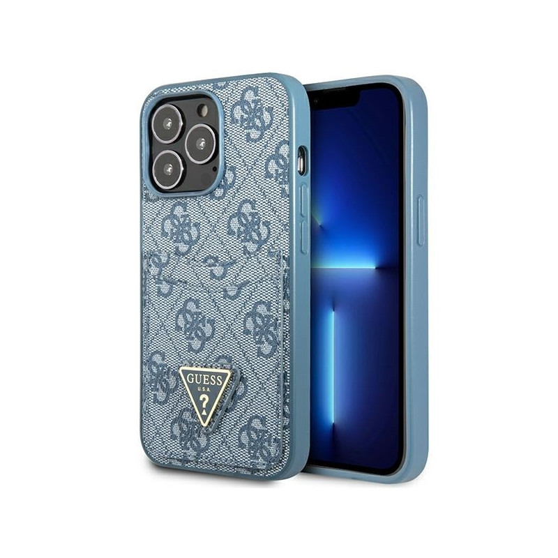 Guess 4G Triangle Logo Cardslot dėklas, skirtas iPhone 13 Pro Max - mėlynas