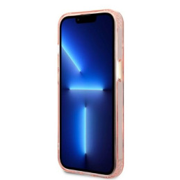 Guess Gold Outline permatomas MagSafe dėklas iPhone 13 - rožinis
