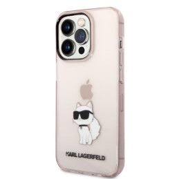 Karl Lagerfeld Ikonik Choupette dėklas iPhone 14 Pro - rožinis
