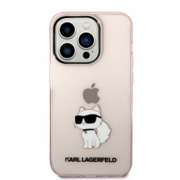 Karl Lagerfeld Ikonik Choupette dėklas iPhone 14 Pro - rožinis