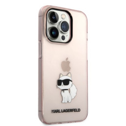 Karl Lagerfeld Ikonik Choupette dėklas iPhone 14 Pro - rožinis