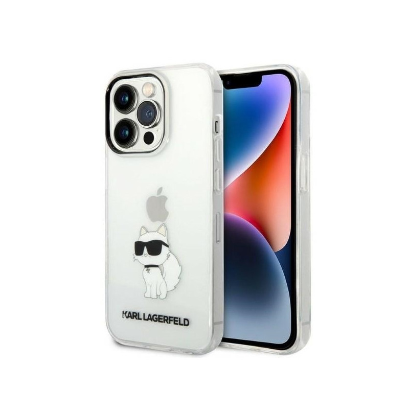 Karl Lagerfeld Ikonik Choupette dėklas iPhone 14 Pro - skaidrus