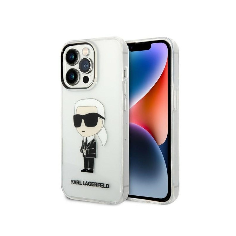 Karl Lagerfeld Ikonik Karl dėklas iPhone 14 Pro - skaidrus