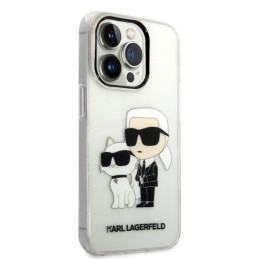 Karl Lagerfeld Glitter Karl&Choupette dėklas iPhone 14 Pro - skaidrus