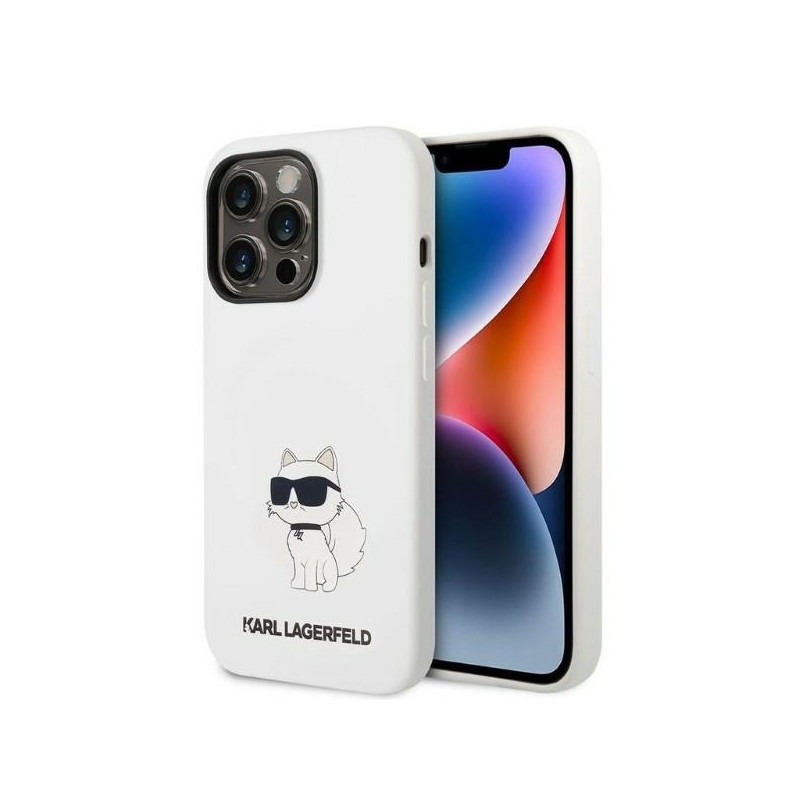 Karl Lagerfeld Silicone Choupette dėklas iPhone 14 Pro - baltas