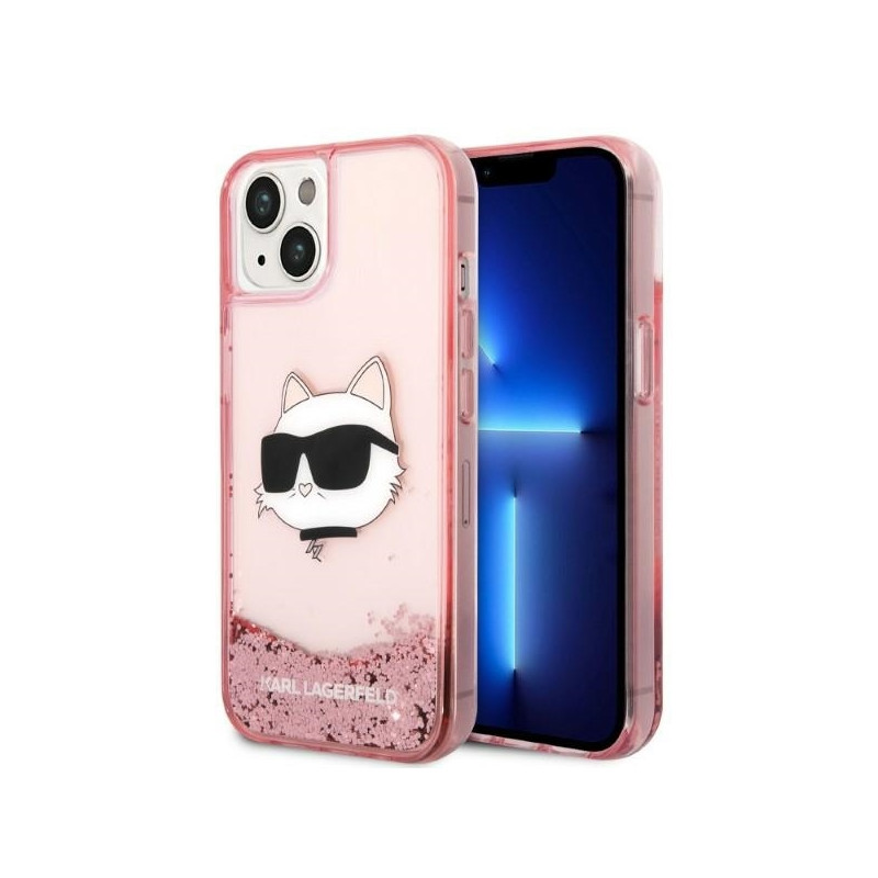 Karl Lagerfeld Glitter Choupette Head dėklas iPhone 14 Plus - rožinis