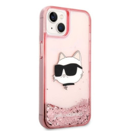 Karl Lagerfeld Glitter Choupette Head dėklas iPhone 14 Plus - rožinis