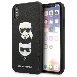 Karl Lagerfeld Saffiano Karl&Choupette Head dėklas iPhone X/ XS - juodas