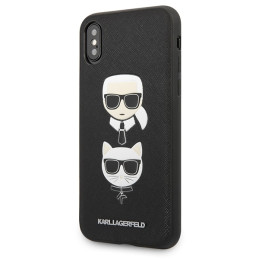 Karl Lagerfeld Saffiano Karl&Choupette Head dėklas iPhone X/ XS - juodas
