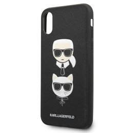 Karl Lagerfeld Saffiano Karl&Choupette Head dėklas iPhone X/ XS - juodas