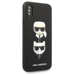 Karl Lagerfeld Saffiano Karl&Choupette Head dėklas iPhone X/ XS - juodas