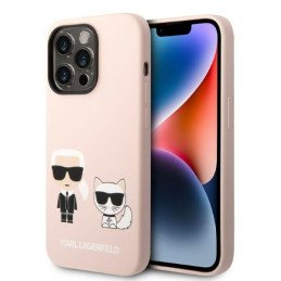 Karl Lagerfeld Silicone Karl&Choupette MagSafe dėklas iPhone 14 Pro Max - šviesiai rožinis