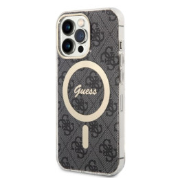 Guess 4G Print MagSafe dėklas, skirtas iPhone 13 Pro + indukcinis įkroviklis - juodas