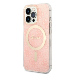 Guess 4G Print MagSafe dėklas, skirtas iPhone 13 Pro + indukcinis įkroviklis - rožinė