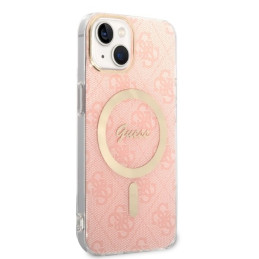 Guess 4G Print MagSafe dėklas, skirtas iPhone 14 Plus + indukcinis įkroviklis - rožinis