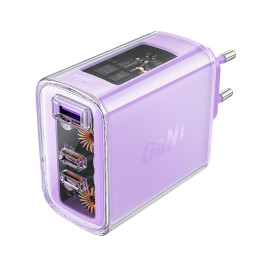 Acefast GaN įkroviklis 65W, 3 prievadai (1xUSB, 2xUSB C) violetinė (A45)