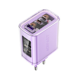 Acefast GaN įkroviklis 65W, 3 prievadai (1xUSB, 2xUSB C) violetinė (A45)