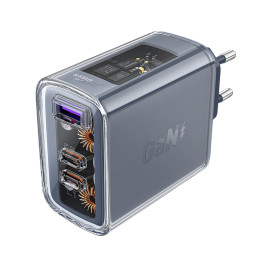 Acefast GaN įkroviklis 65W, 3 prievadai (1xUSB, 2xUSB C) pilka (A45)