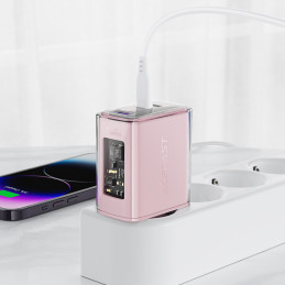 Acefast GaN įkroviklis 65W, 3 prievadai (1xUSB, 2xUSB C) pilka (A45)