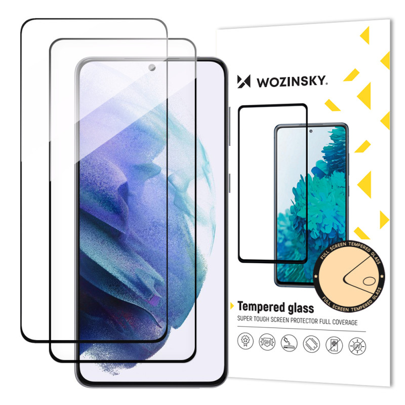 Wozinsky 2x Full Glue Tempered Glass viso ekrano grūdintas stiklas, skirtas Samsung Galaxy S23+ 9H su juodu rėmeliu